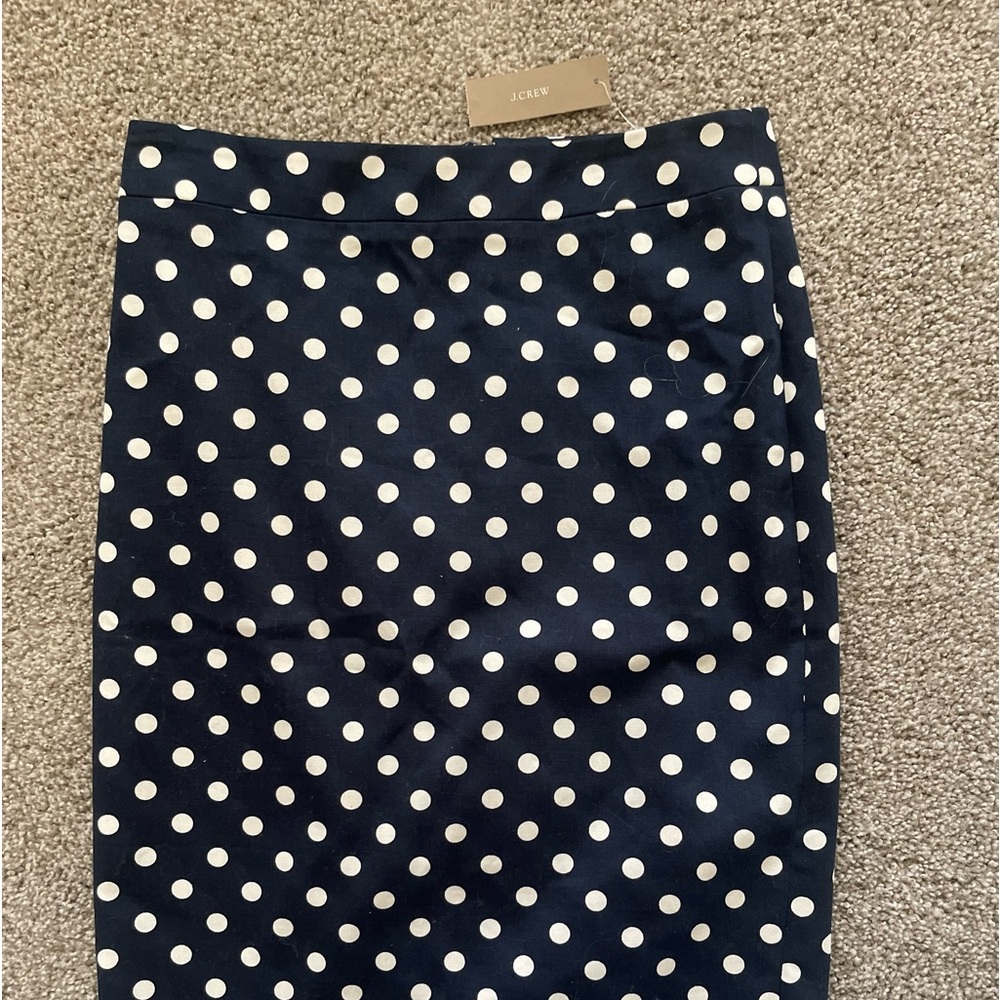J Crew polka navy skirt
